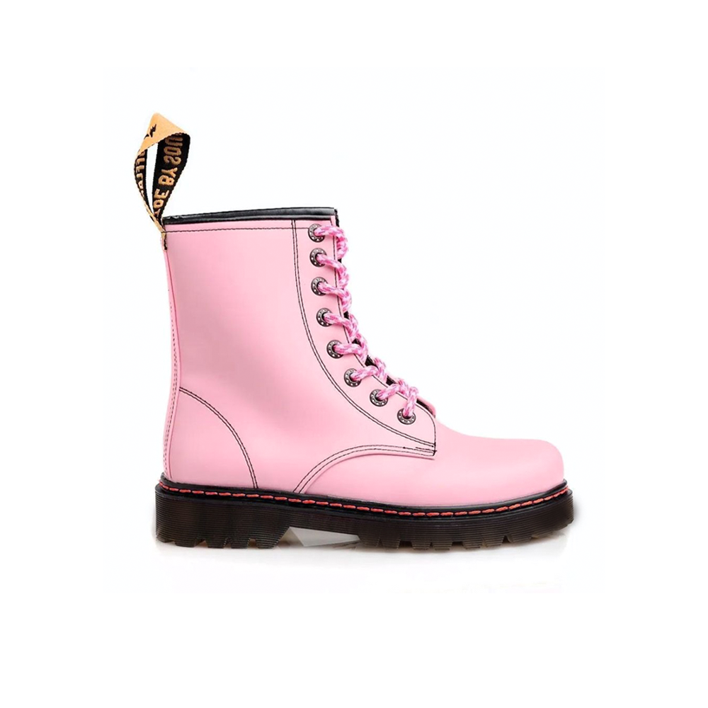 Botas Offlander, Tipo Militar, Piel Napa, Rosa Pastel