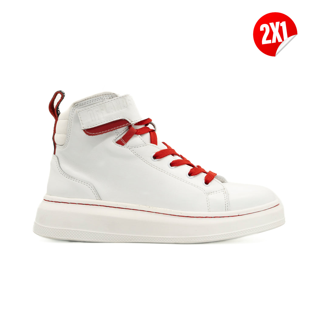 Tenis Offlander, Tipo Bota, Piel Napa, Blanco