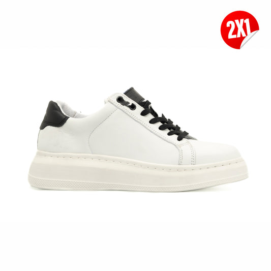 Tenis Offlander, Tipo Choclo, Piel Napa, Blanco y Negro