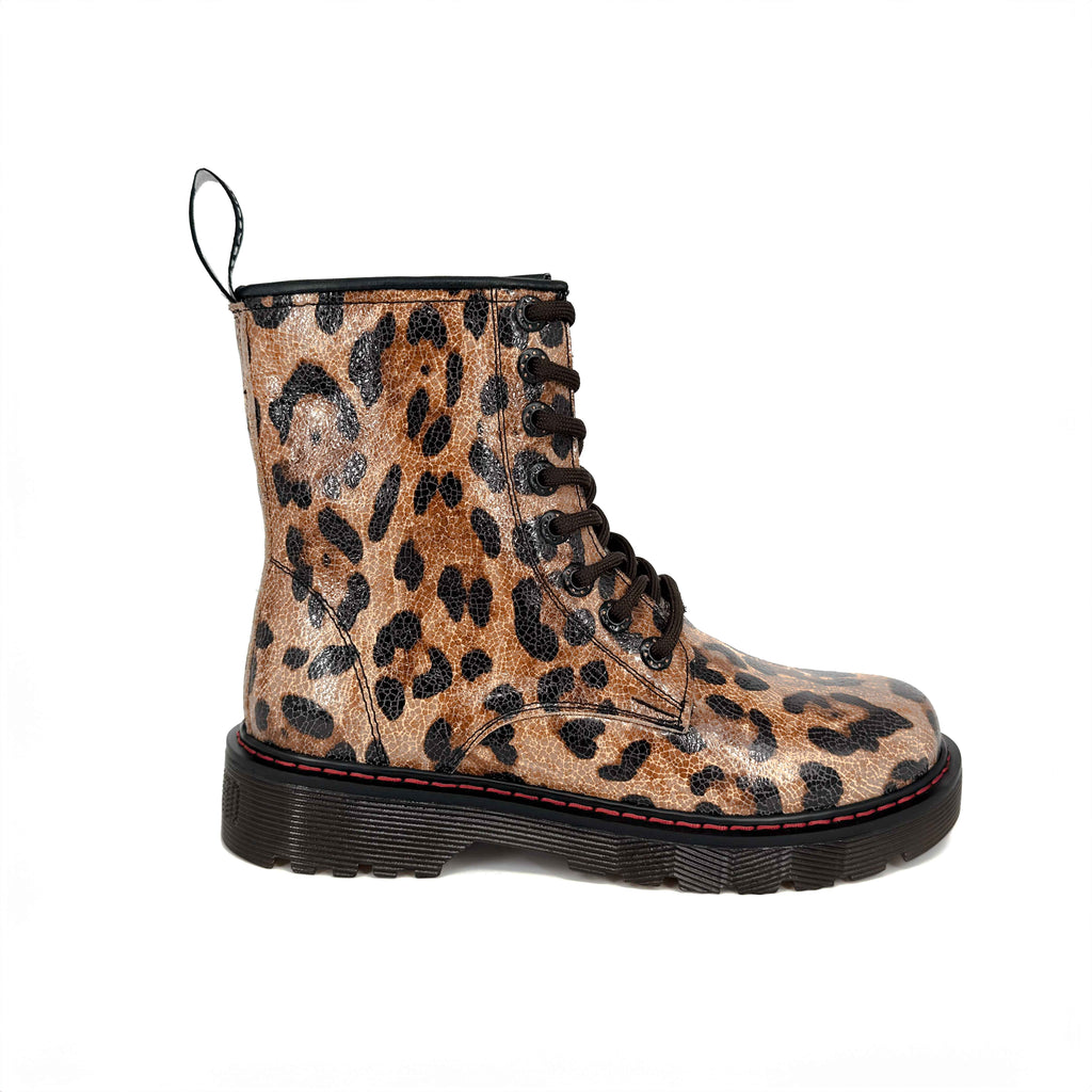 Botas Offlander, Tipo Militar, Piel Grabada, Leopardo Café