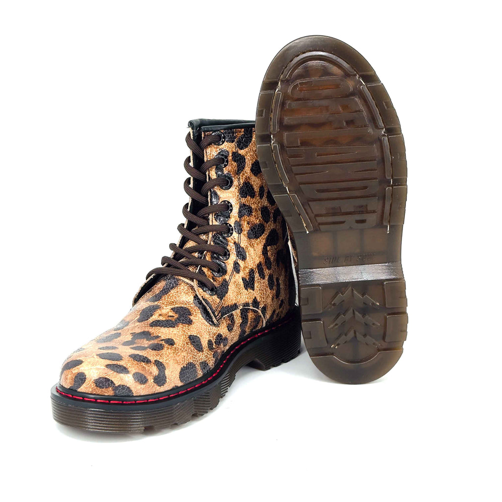 Botas Offlander, - Riot, Tipo Militar, Piel Grabada, Leopardo Café