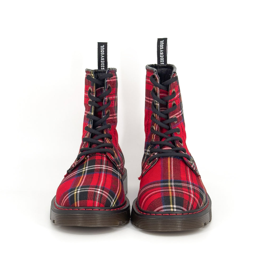 Botas Offlander, Tipo Militar - Amore, Tela Escocesa, Rojo – EMPORIO ...