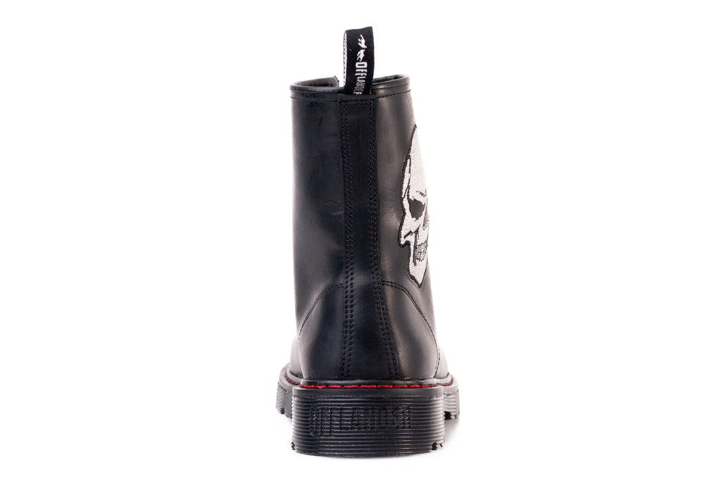 Botas Offlander, Tipo Militar, Piel Crazy, Negro, Calavera Bordada ...