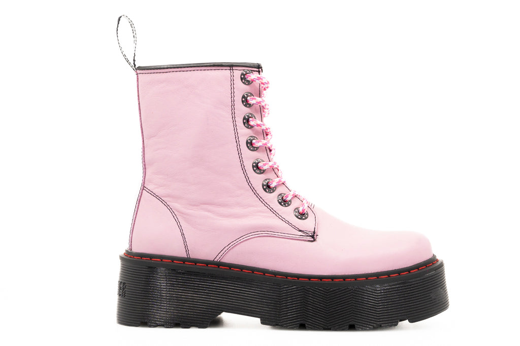 Bota Urbana De Piel Rosa Con Plataforma - Offlander