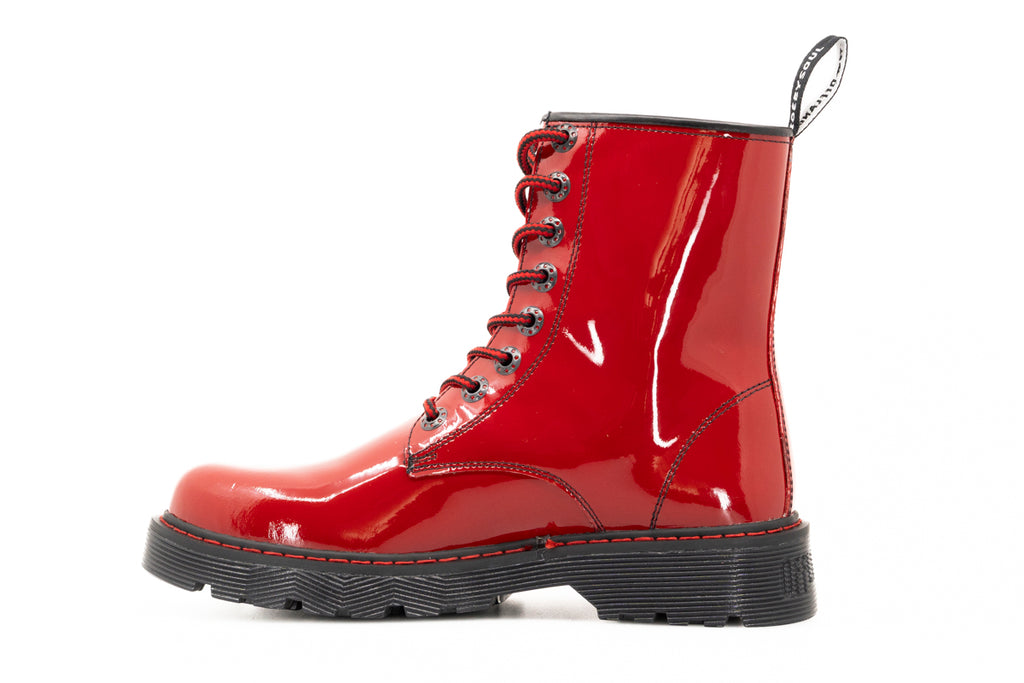 Botas Offlander, Tipo Militar, Piel Charol, Rojo – EMPORIO MIRANDA