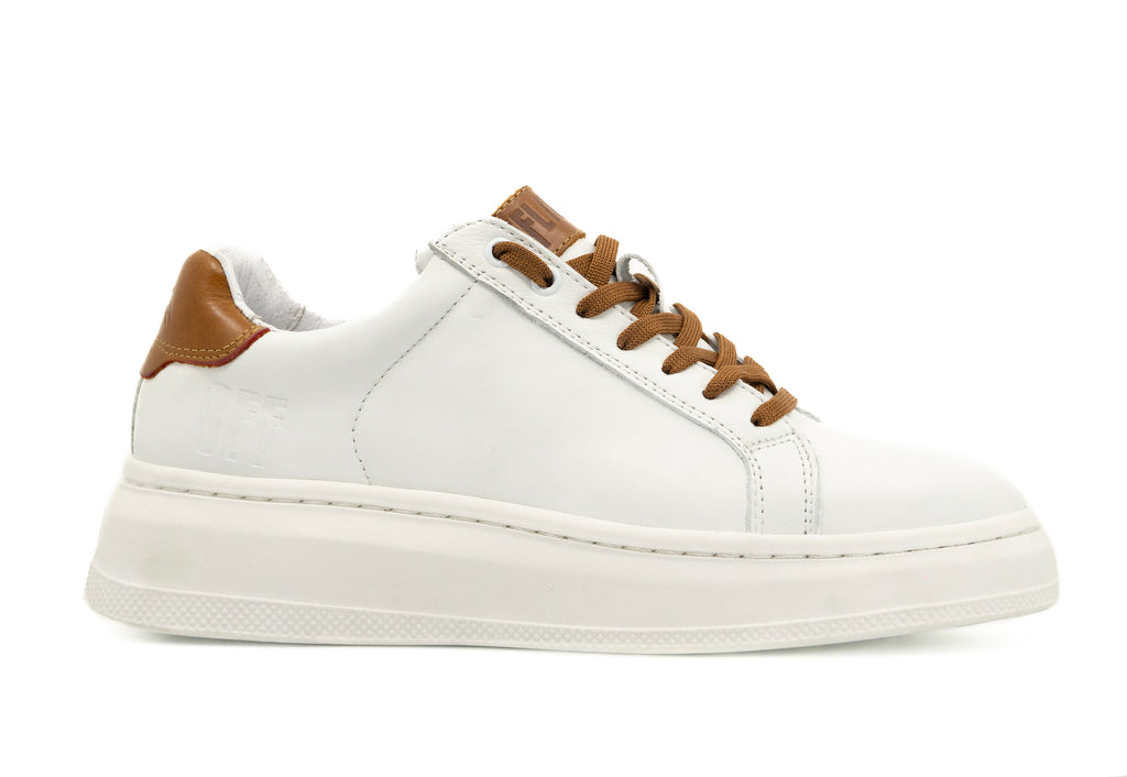 Tenis Blancos con Laces Miel (Piel Genuina)-Offlander