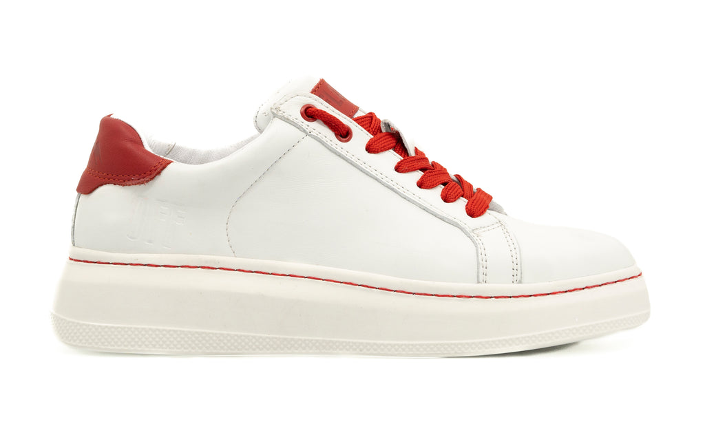 Tenis Blancos con Laces Rojo (Piel Genuina)-Offlander