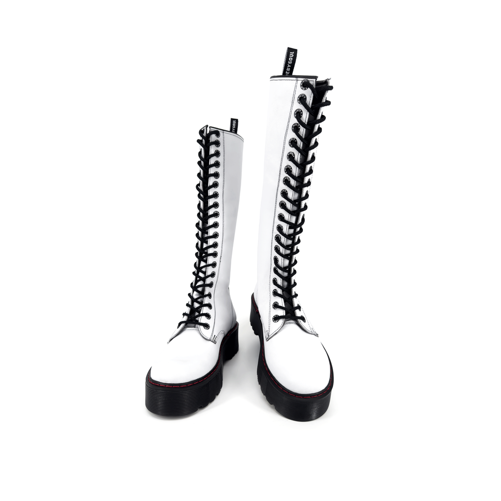 Botas Offlander "POP" - 20 Ojillos, Piel Napa, Blanco
