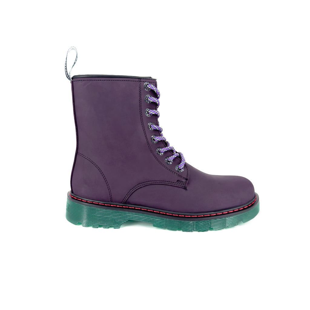 Botas Offlander, Tipo Militar - Joker, Piel Crazy, Morado
