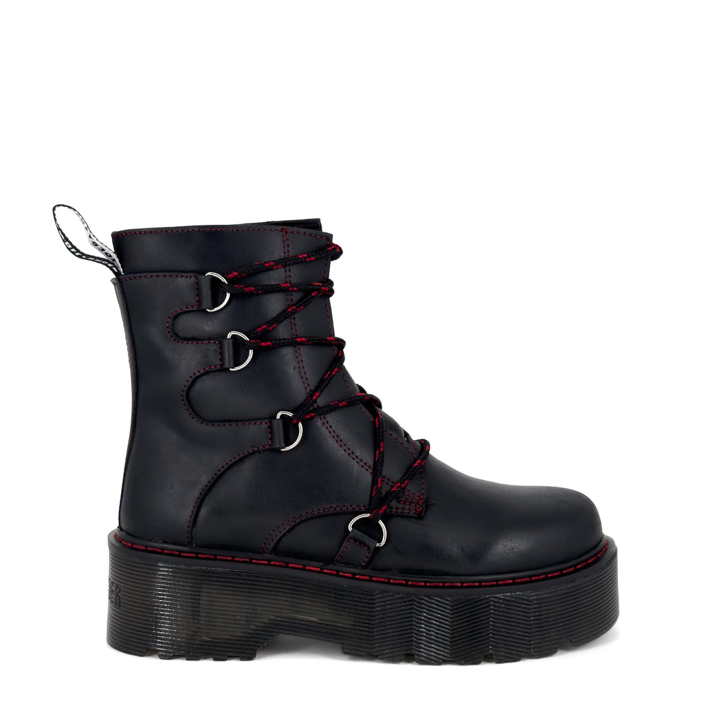 Botas Offlander, Tipo Militar - Rhapsody Chunky, Piel Crazy, Negro
