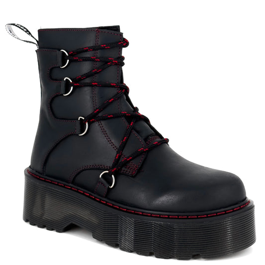 Botas Offlander, Tipo Militar - Rhapsody Chunky, Piel Crazy, Negro