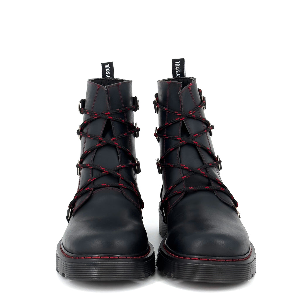 Botas Offlander, Tipo Militar - Rhapsody, Piel Crazy, Negro