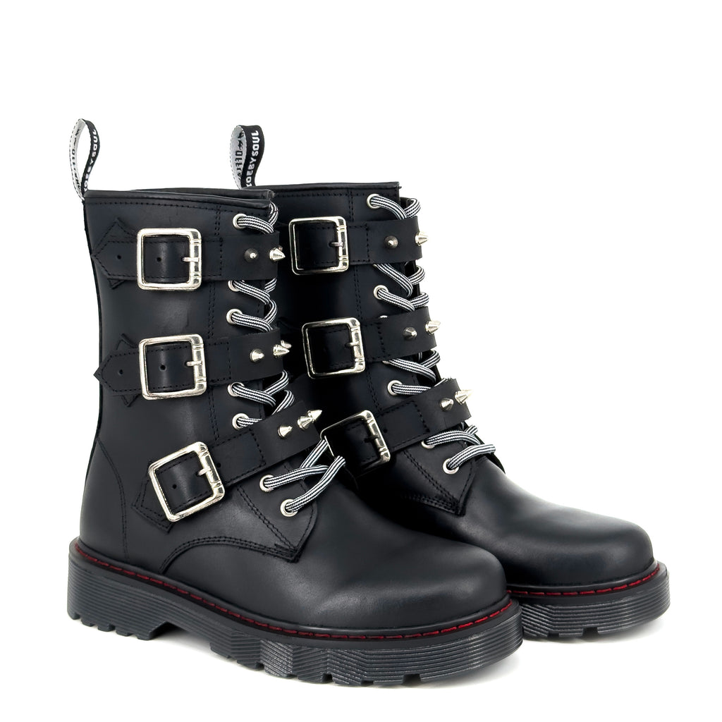 Offlander Botas Offlander, Tipo Militar - Amore, Piel Crazy, Negro, Amarre y Est ...