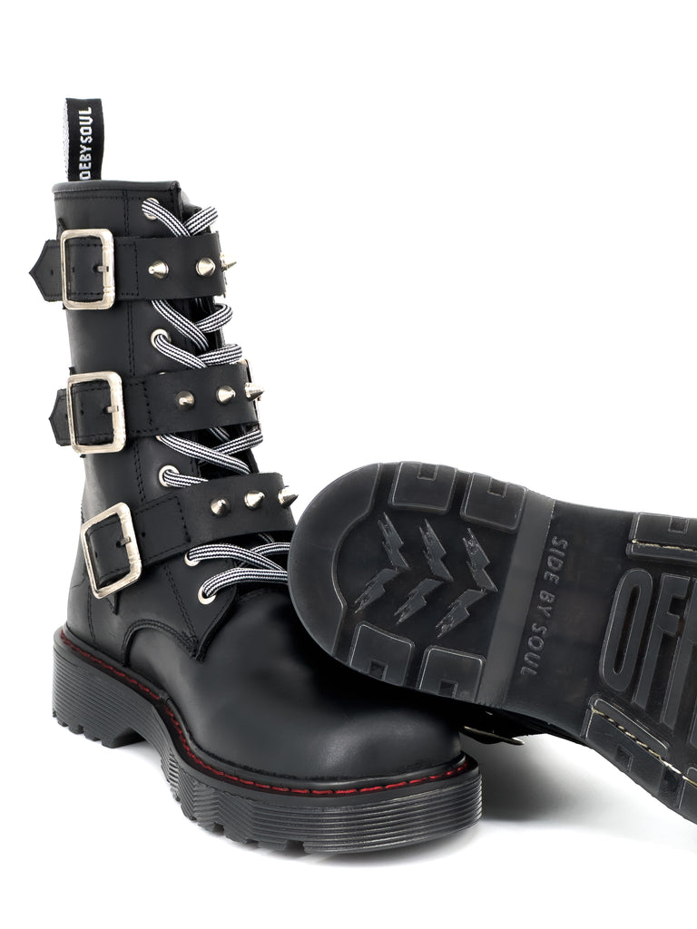 Botas Offlander, Tipo Militar - Amore, Piel Crazy, Negro, Amarre y Est ...
