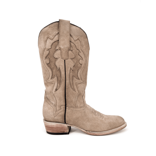 Botas Vaqueras Zaino - "Milán", Piel Gamuza Beige