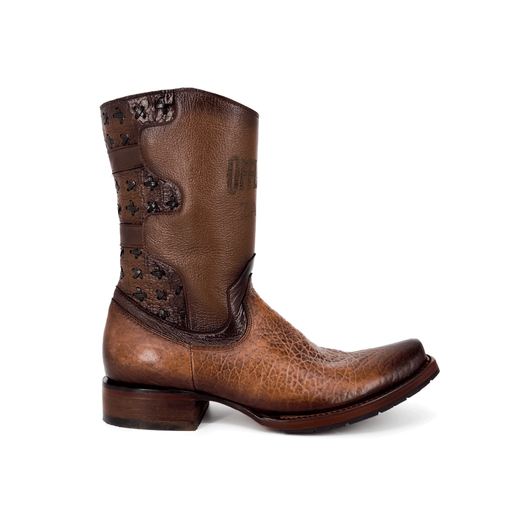 Botas Vaqueras Offlander - "Zaino", Piel Café, Tejido Turco