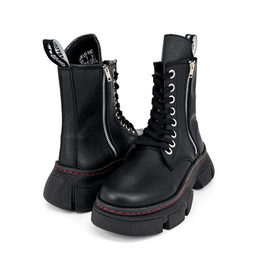 Botas Offlander, Tipo Militar - Lilith, Piel Rondinelo, Negro