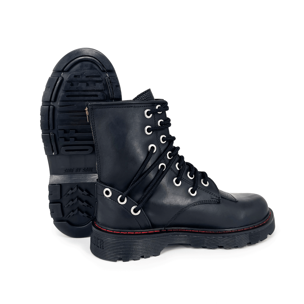 Offlander Botas Offlander, Tipo Militar, Piel Crazy, Negro, Doble Ojillo ...