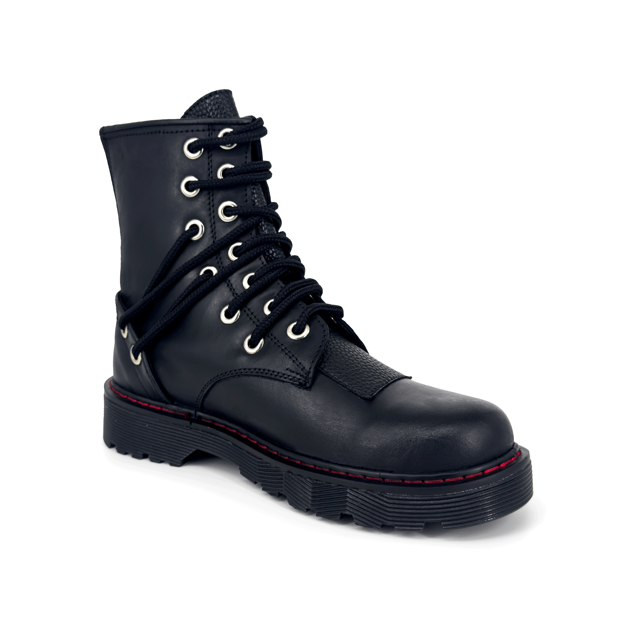 Offlander Botas Offlander, Tipo Militar, Piel Crazy, Negro, Doble Ojillo ...