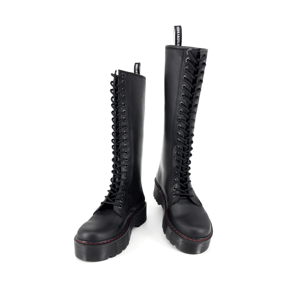 Botas Offlander "POP" - 20 Ojillos, Piel Crazy, Negro