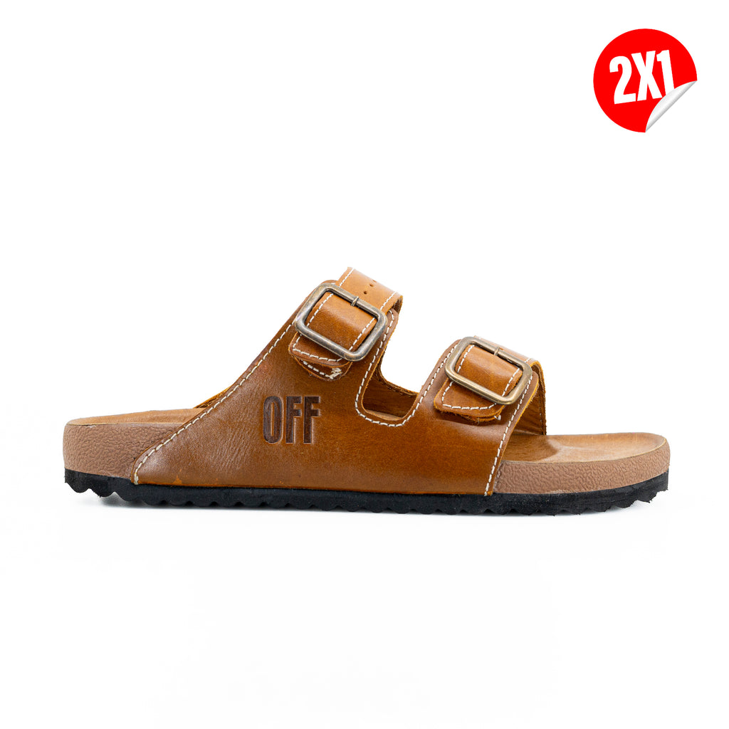 Sandalias Offlander, Tipo Arizona, Piel Napa, Marrón