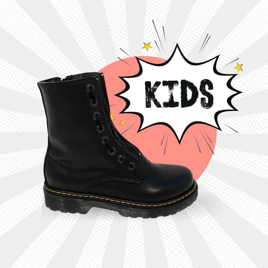 Bota Urbana Negra Con Doble Cierre Kids - Offlander